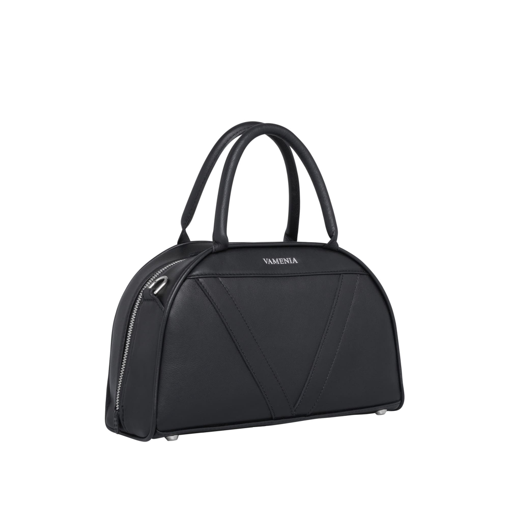 Henkeltasche als Crossbody Tasche aus Nappaleder Schwarz
